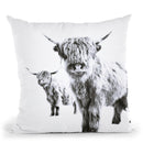 Scandi Highland Cattle Lulu And Sarah Throw Pillow By Monika Strigel