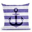 Stone Vintage Navy Anchor Throw Pillow By Monika Strigel