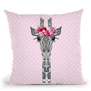 Flower Girl Giraffe Pink Dots Throw Pillow By Monika Strigel