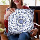 Festival Summer Indigo Denim Mandala Throw Pillow By Monika Strigel