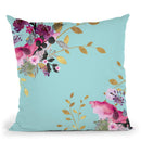 Flower And Gold Black Throw Pillow By Monika Strigel