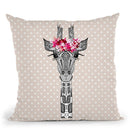 Flower Girl Giraffe Greige Dots Throw Pillow By Monika Strigel