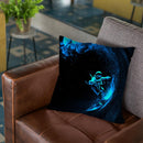 Space Surfing Blue Wave Throw Pillow By Nicebleed