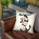 Anchors Aweigh - Classic Pin Up Throw Pillow By Niklas Gustafson