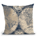Vintage World Map Black And Teal Iii Throw Pillow By Nature Magick