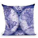 Navy Vintage World Map Throw Pillow By Nature Magick