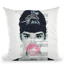 Audrey Hepburn With Bubble Gum Throw Pillow By Not Much To Say