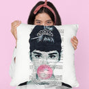 Audrey Hepburn With Bubble Gum Throw Pillow By Not Much To Say
