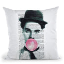 Charlie Chaplin With Bubble Gum Throw Pillow By Not Much To Say