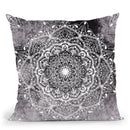 Nature Mandala Blue-Pink Throw Pillow By Nika Martines