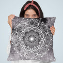 Nature Mandala Blue-Pink Throw Pillow By Nika Martines