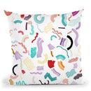 Curly And Zigzag Stripes White Throw Pillow By Ninola Design