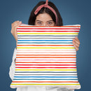 Marker Colorful Stripes Throw Pillow By Ninola Design