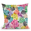 Tropical Monstera Leaves Throw Pillow By Ninola Design