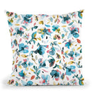 Watercolor Floral Hibiscus Gold Blue Throw Pillow By Ninola Design