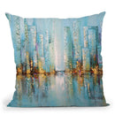 Blue City Throw Pillow By Osnat Tzadok