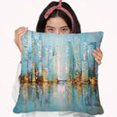 Blue City Throw Pillow By Osnat Tzadok