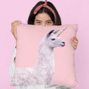 Unicorn Lama Throw Pillow By Paul Fuentes