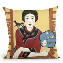 Chinese Woman And Fan Throw Pillow By Sally B