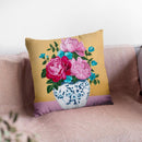 Chinoiserie Vase And Peony Throw Pillow By Sally B