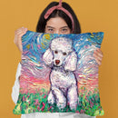 Poodle White Throw Pillow by Aja Trier