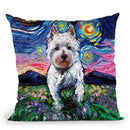 Westie Flowers Throw Pillow by Aja Trier