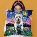 Westie Flowers Throw Pillow by Aja Trier