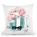 Blue Box & Peonies Throw Pillow By Christian Alonso