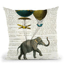 Elephant Ride I V2 Newsprint Throw Pillow By Sue Schlabach
