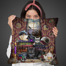 Storytime Cats And Books Throw Pillow By Tate Licensing