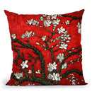 Almond Blossom Red Throw Pillow By Van Gogh